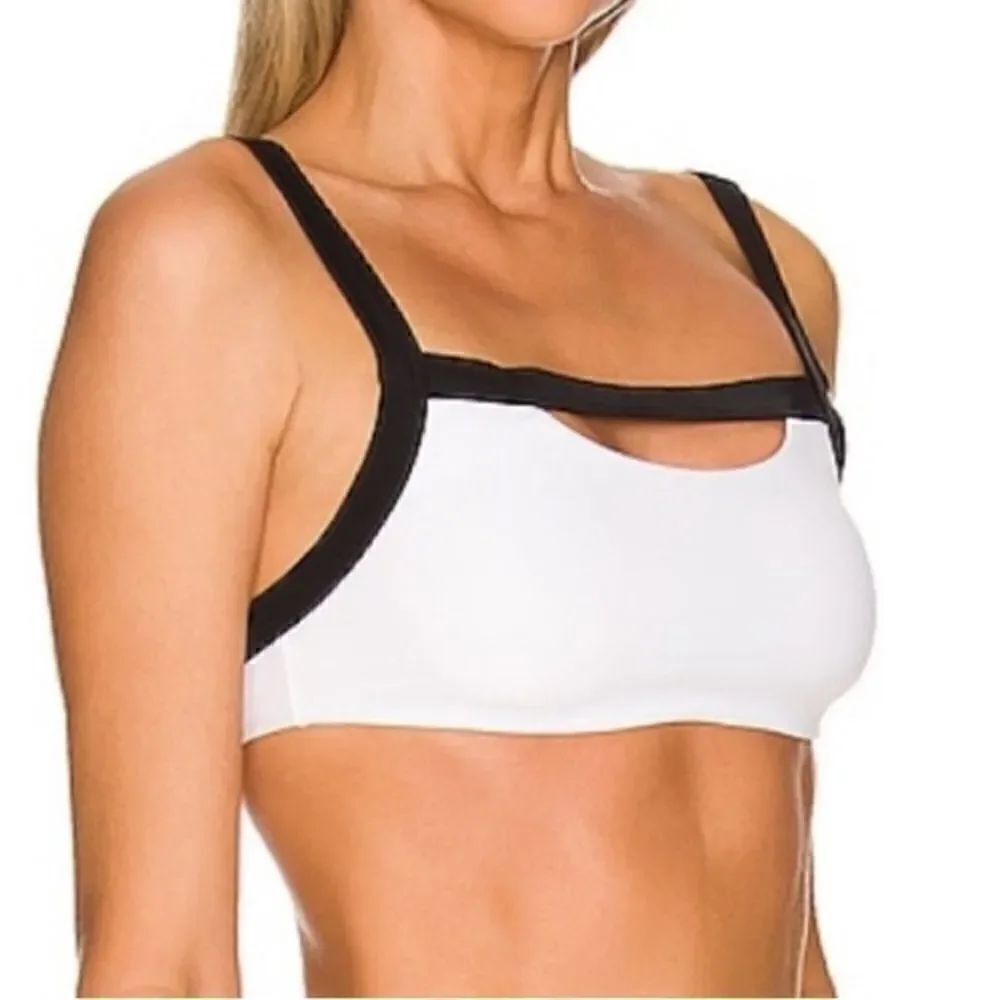 Onia Revolve Lina Bikini Top Black White Bralette Cutout Tricot New $85